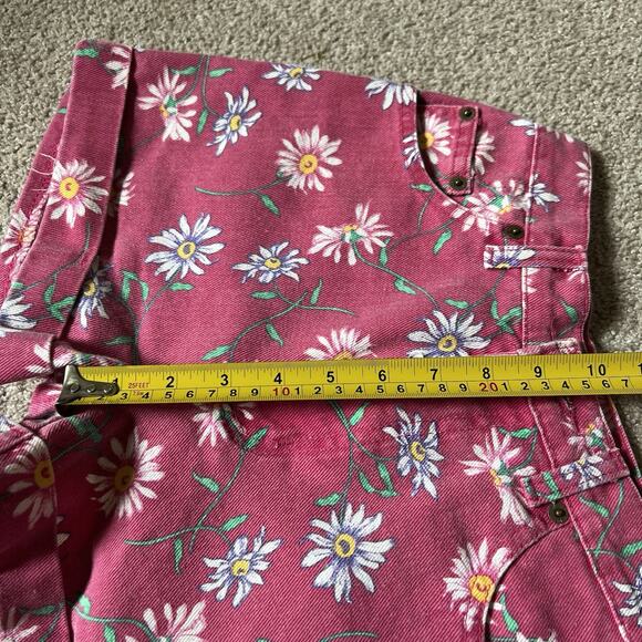 Vintage 90s New Legends Pink Floral Denim Casual High Waist Shorts Jorts 10Y - Picture 6 of 7